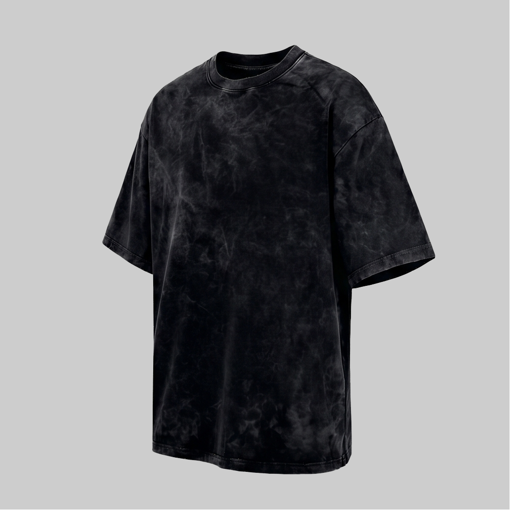 Playera Acid Wash Negra Oversize 240G — vista 4