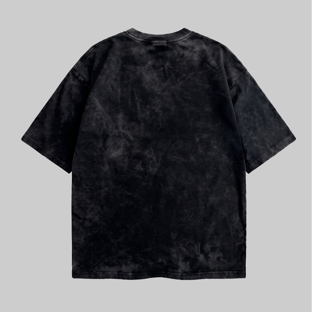 Playera Acid Wash Negra Oversize 240G — vista 2