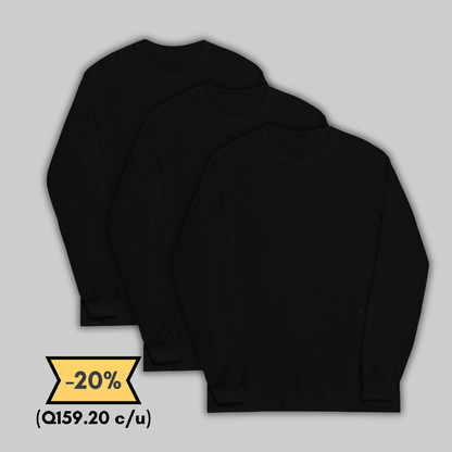 Black long sleeve t-shirt 3-pack