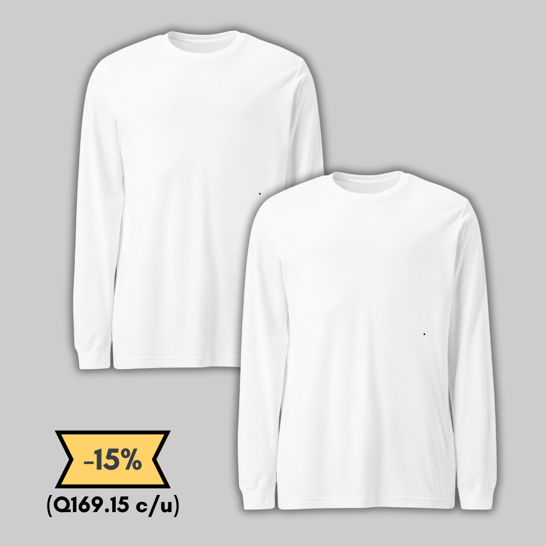 Playera blanca manga larga Pack 2