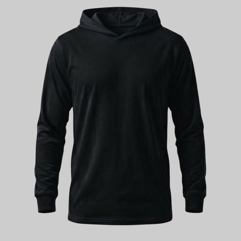 Playera Negra manga larga con capucha
