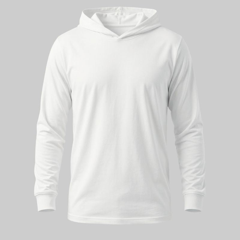 Playera blanca manga larga con capucha