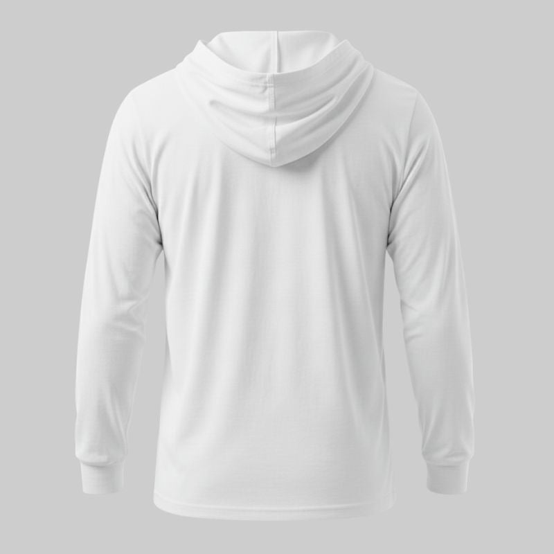 Playera blanca manga larga con capucha