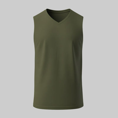 Camiseta Verde Sin Mangas Cuello en V — vista 2