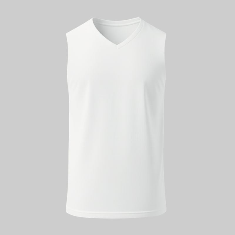 Camiseta Blanca Sin Mangas Cuello en V