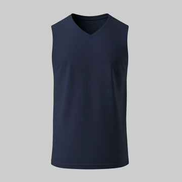 Camiseta Azul Sin Mangas Cuello en V