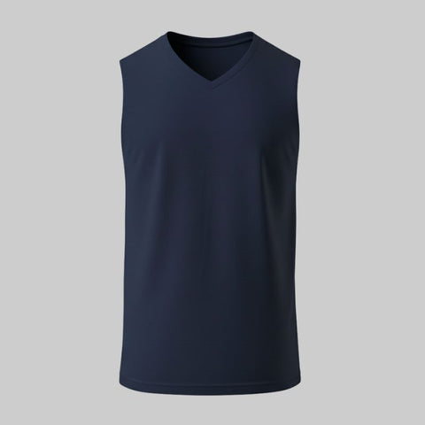 Camiseta Azul Sin Mangas Cuello en V