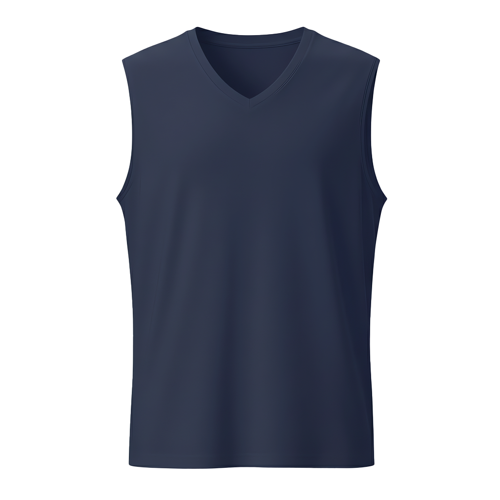 Camiseta Azul Sin Mangas Cuello en V