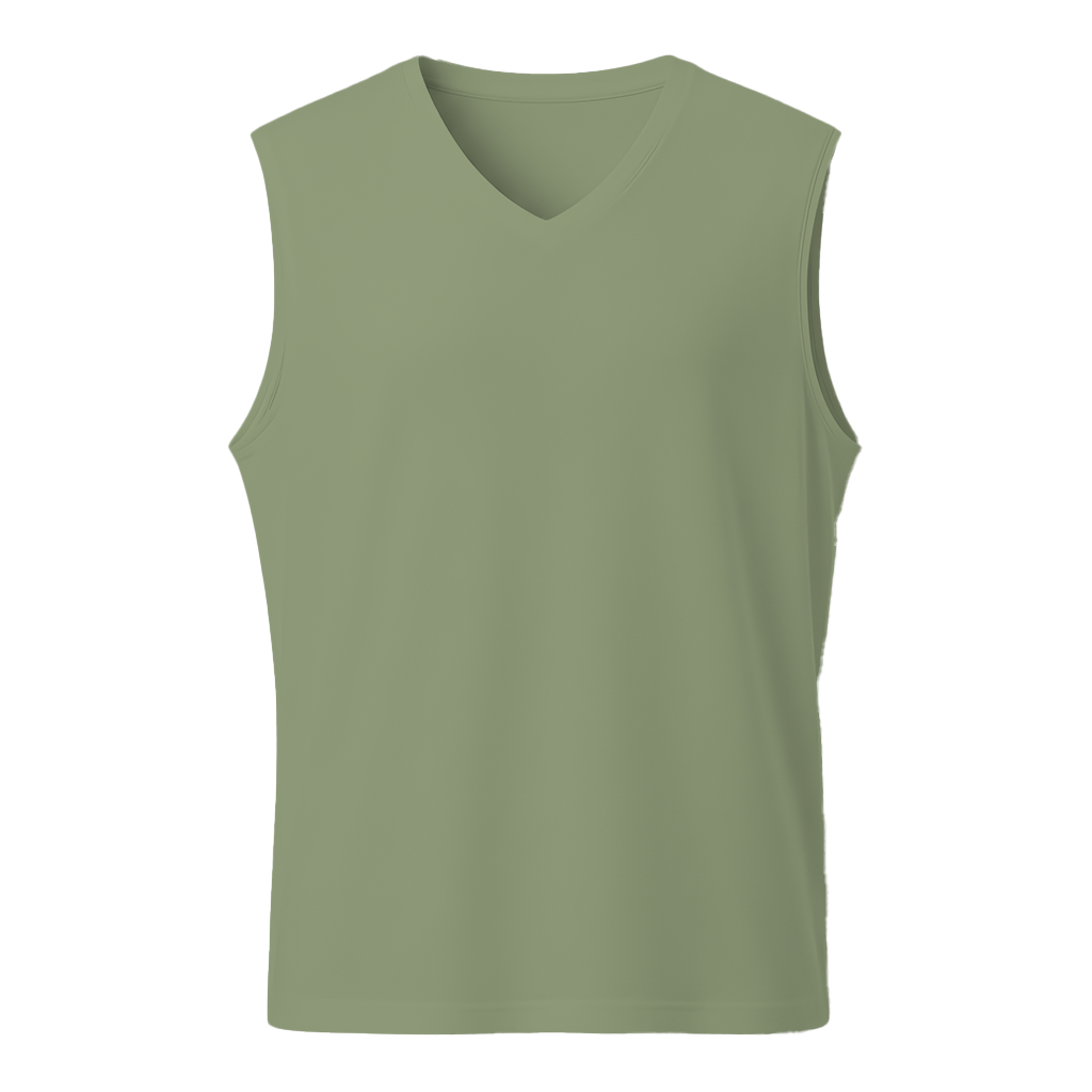 Camiseta Verde Sin Mangas Cuello en V