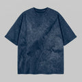 Playera Acid Wash Azul Petróleo Oversize 240G — frente