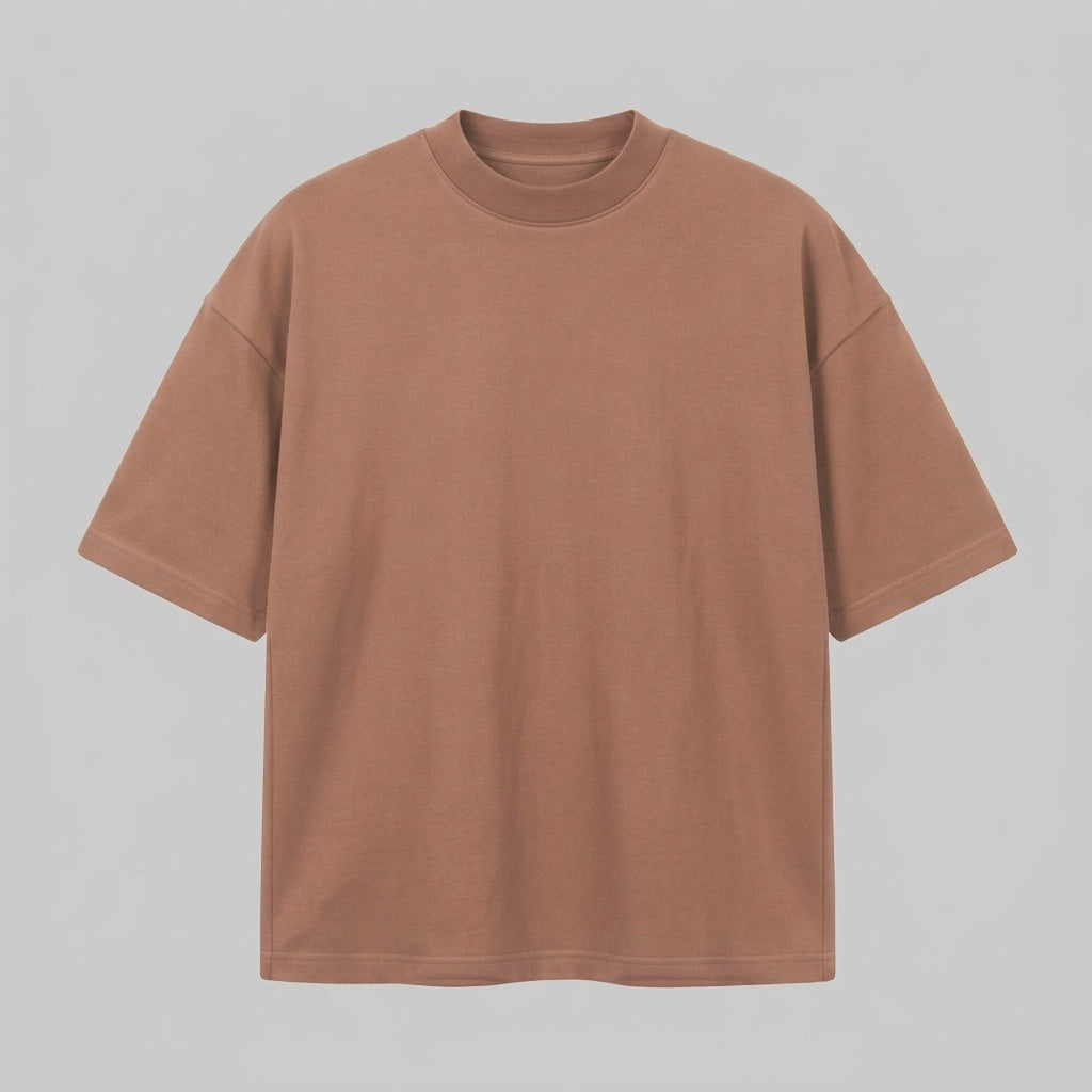 Playera Oversize Café 300G - vista frontal