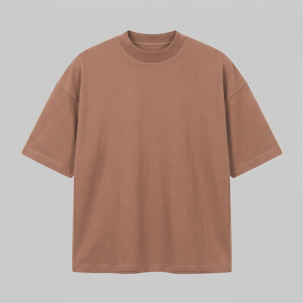 Playera Oversize Café 300G - vista frontal