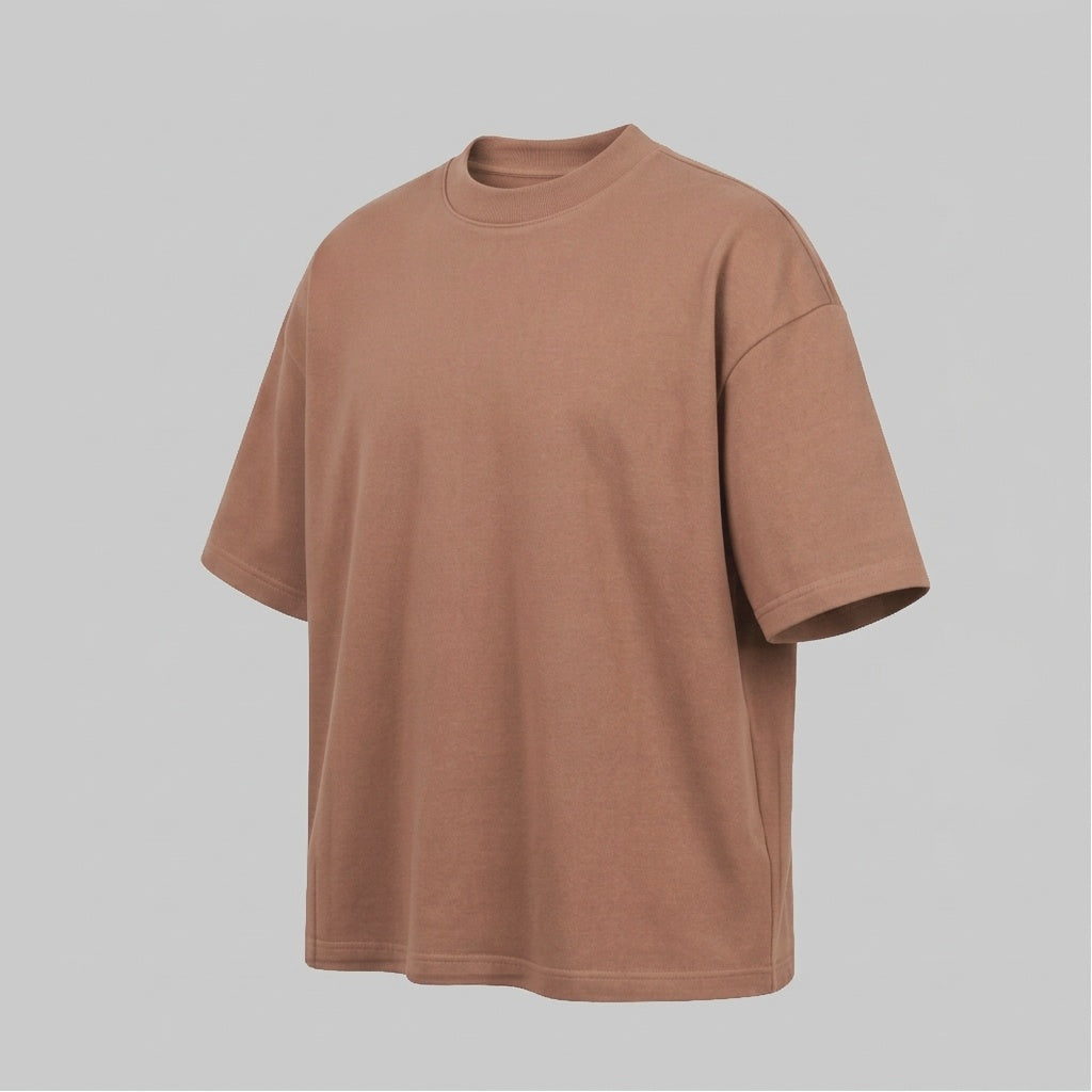 Playera Oversize Café 300G - vista diagonal