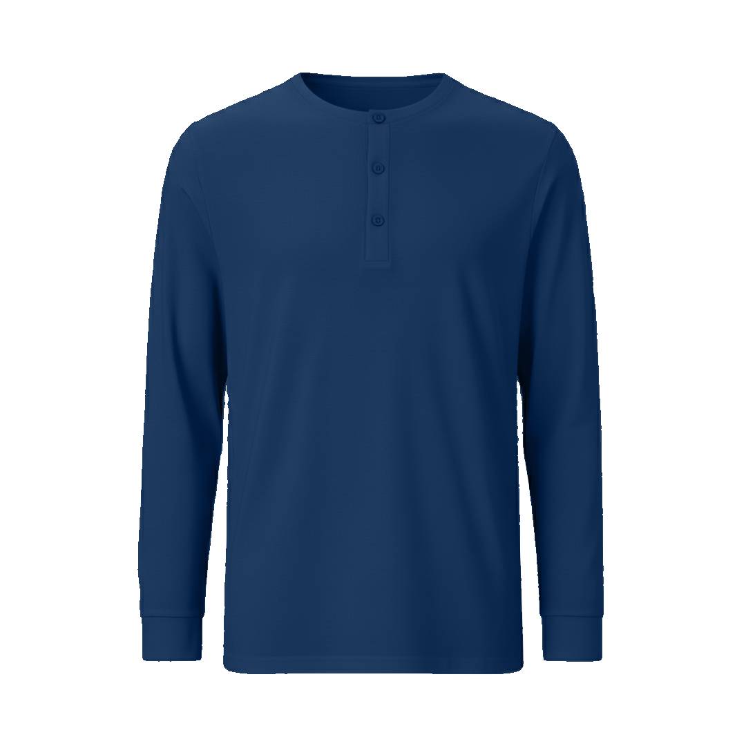 Camiseta Azul con Botones Manga Larga - tono uniforme HdT