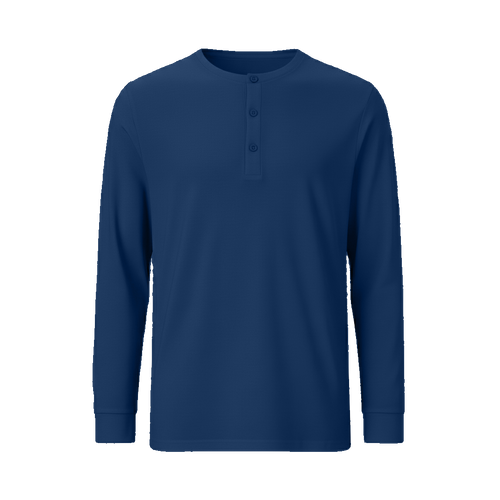 Camiseta Azul con Botones Manga Larga - tono uniforme HdT