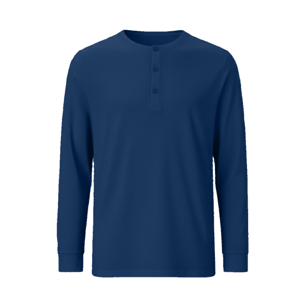 Camiseta Azul con Botones Manga Larga - tono uniforme HdT