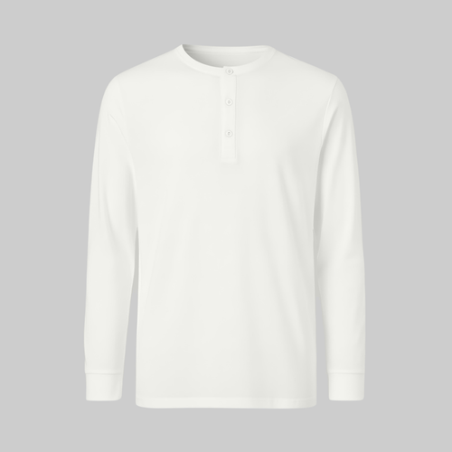 Camiseta Blanca con Botones Manga Larga - tono uniforme HdT