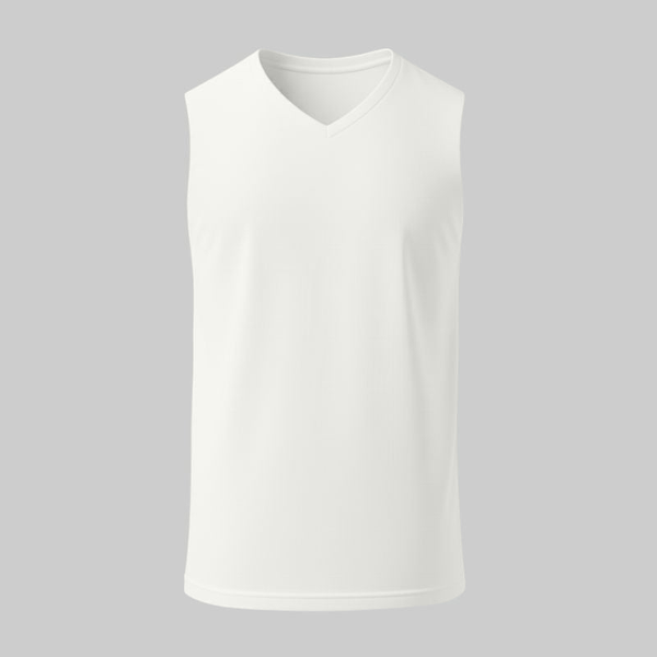 Camiseta Blanca Sin Mangas Cuello en V - tono uniforme HdT