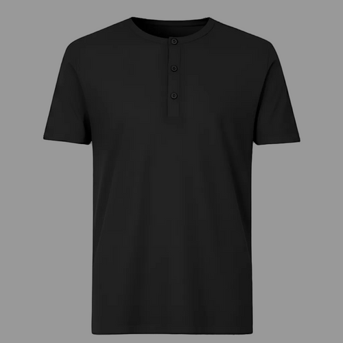 Camiseta con Botones Negra - tono uniforme HdT