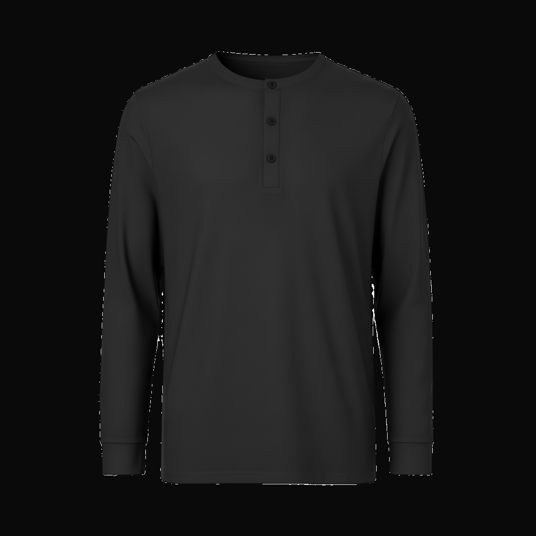 Camiseta Negra con Botones Manga Larga - tono uniforme HdT