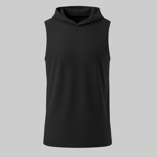 Camiseta Negra Sin Mangas con Capucha - tono uniforme HdT