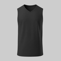 Camiseta Negra Sin Mangas Cuello en V - tono uniforme HdT