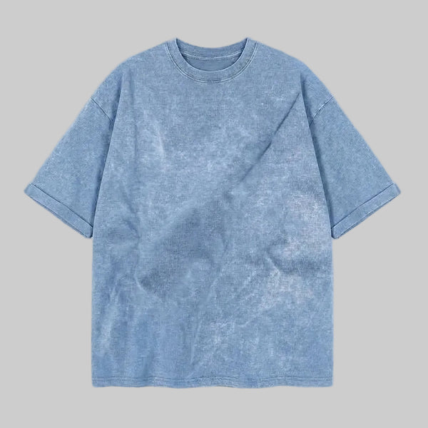 Playera Acid Wash Celeste Oversize 240G — frente