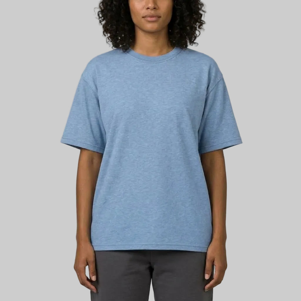 Playera Acid Wash Celeste Oversize 240G — modelo