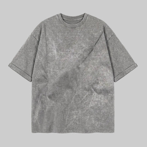 Playera Acid Wash Gris Oversize 240G — frente