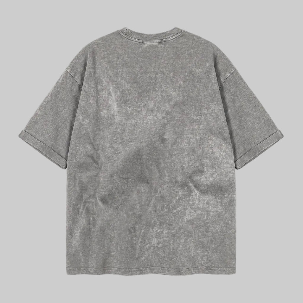 Playera Acid Wash Gris Oversize 240G — trasera