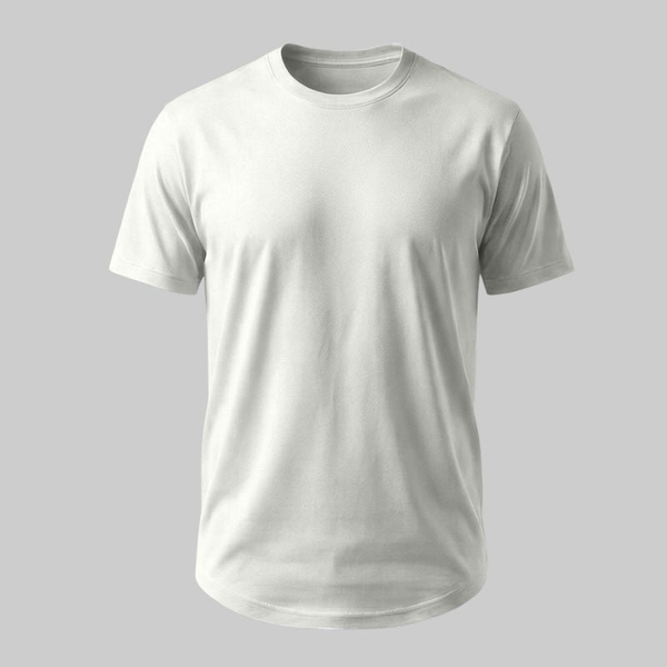Playera Blanca con Corte Curvo - tono uniforme HdT