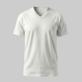 Playera Blanca de Algodón Cuello en V - tono uniforme HdT
