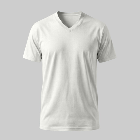 Playera Blanca de Algodón Cuello en V - tono uniforme HdT