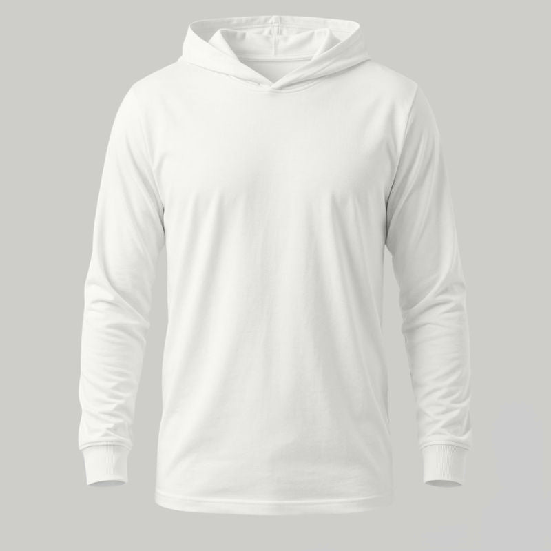Playera blanca manga larga con capucha - tono uniforme HdT