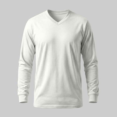 Playera Blanca manga larga Cuello en V