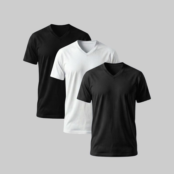 Playera Cuello V Pack 3 - tono uniforme HdT