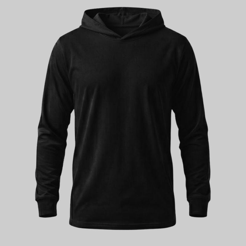 Playera Negra manga larga con capucha - tono uniforme HdT