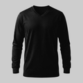 Playera Negra manga larga Cuello en V - tono uniforme HdT