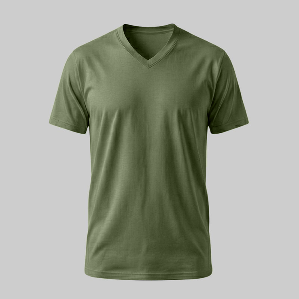 Playera Verde de Algodón Cuello en V - tono uniforme HdT