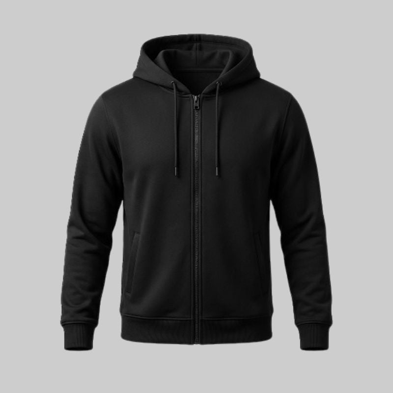 Sudadero Negro con capucha y Zipper - tono uniforme HdT