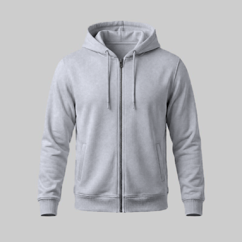 Sudadero Gris con capucha y Zipper — frente