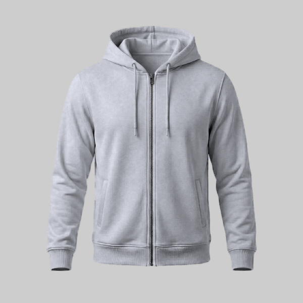 Sudadero Gris con capucha y Zipper — frente
