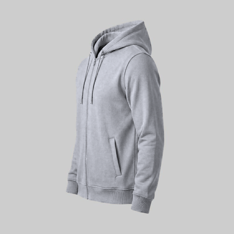 Sudadero Gris con capucha y Zipper — lateral