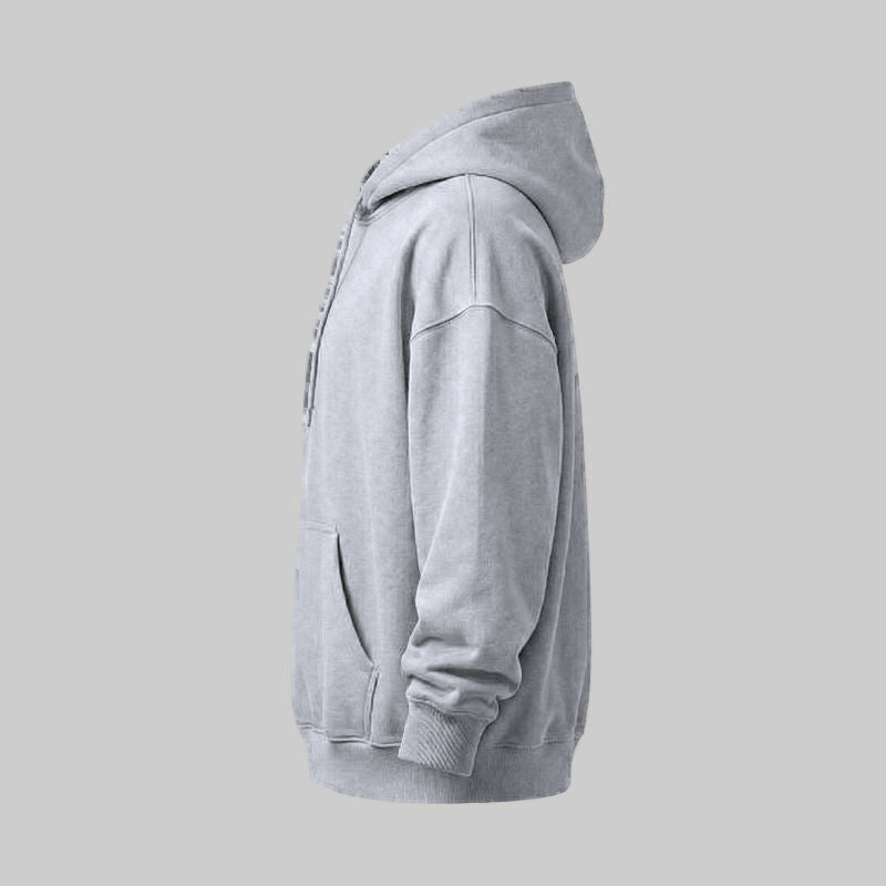 Sudadero Gris Oversize con Capucha — lateral