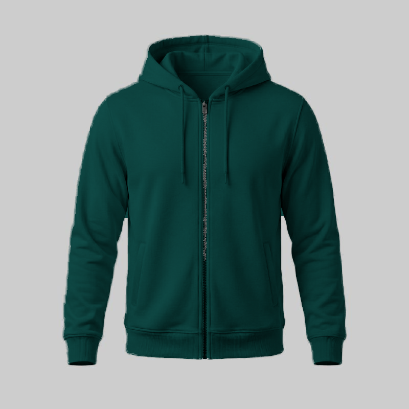 Sudadero Verde Botella con capucha y Zipper — frente