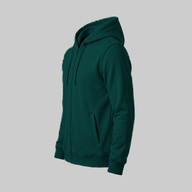 Sudadero Verde Botella con capucha y Zipper — lateral