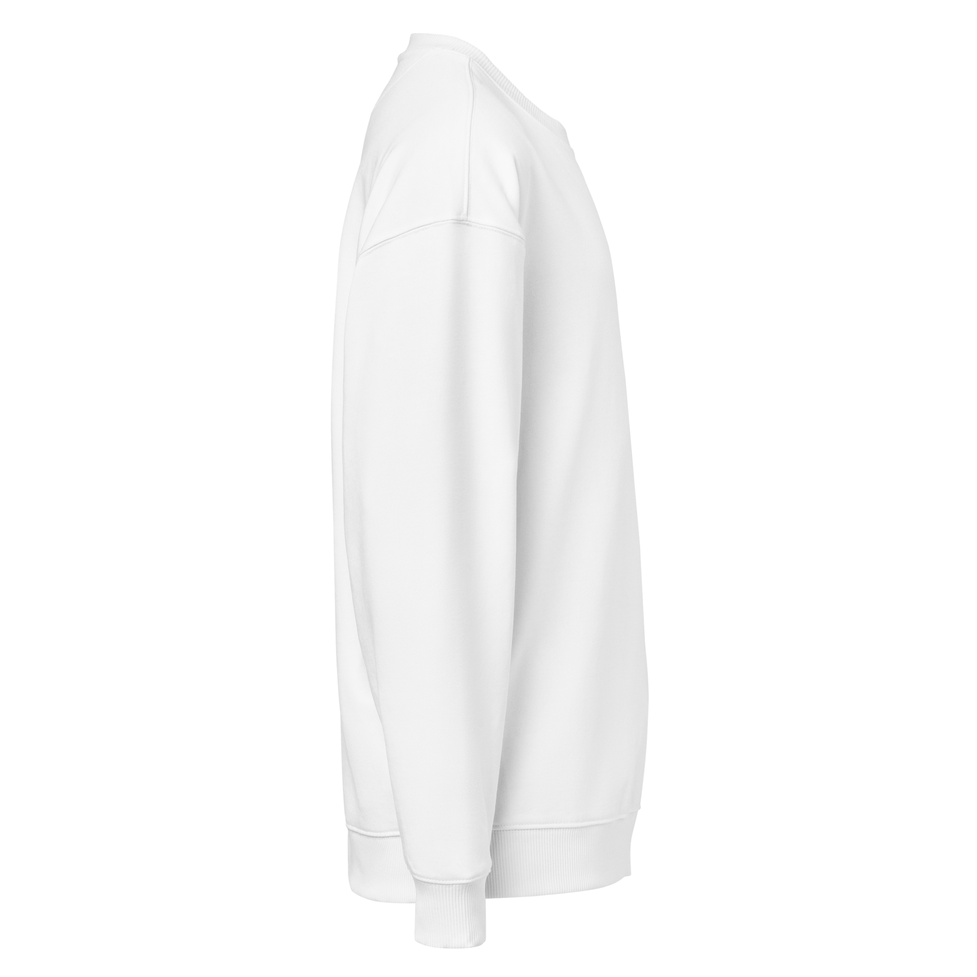 detalle de tela premium sudadero oversize blanco