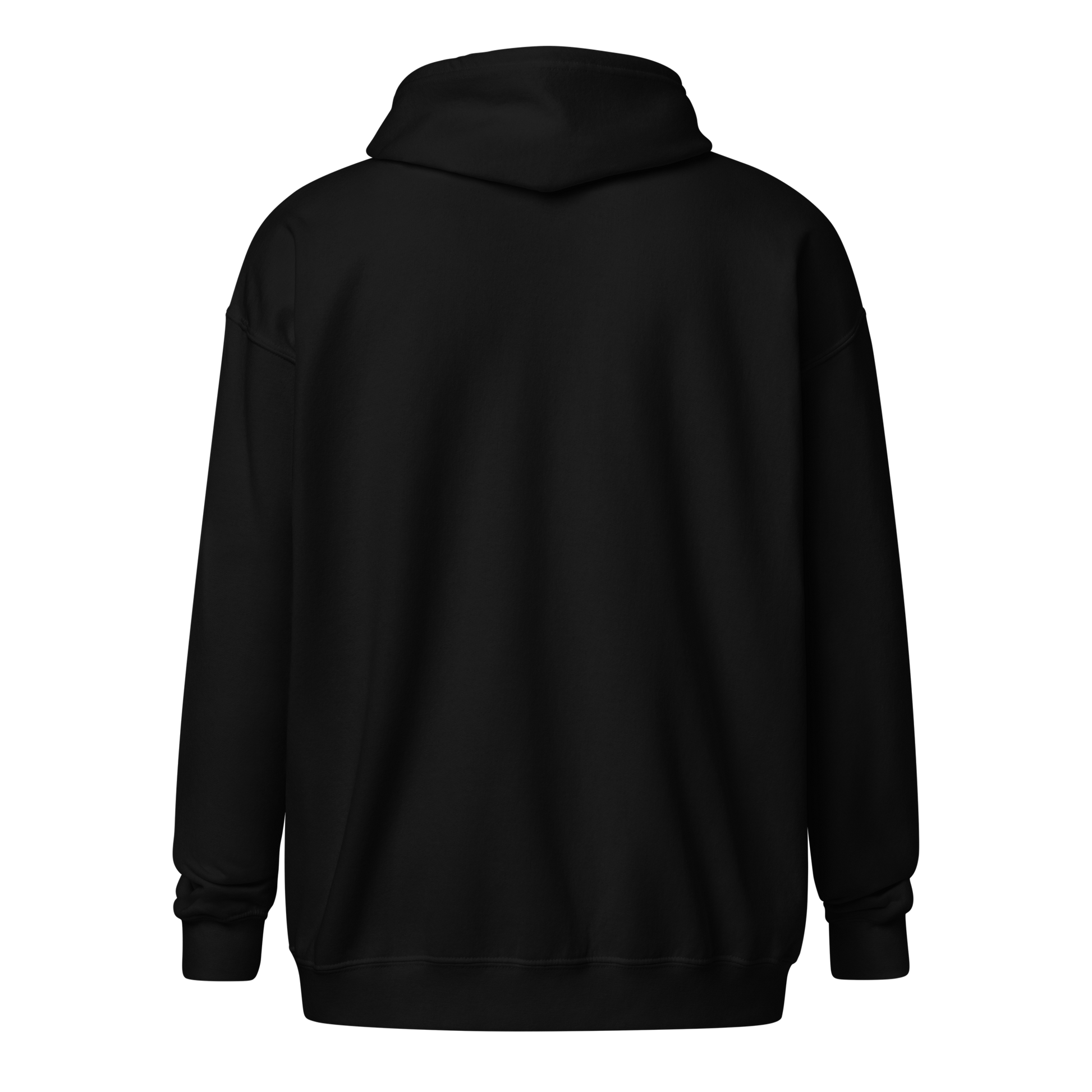 sudadero negro con zipper frontal y capucha